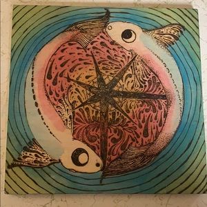 Koi yin yang wood burn art -hand made